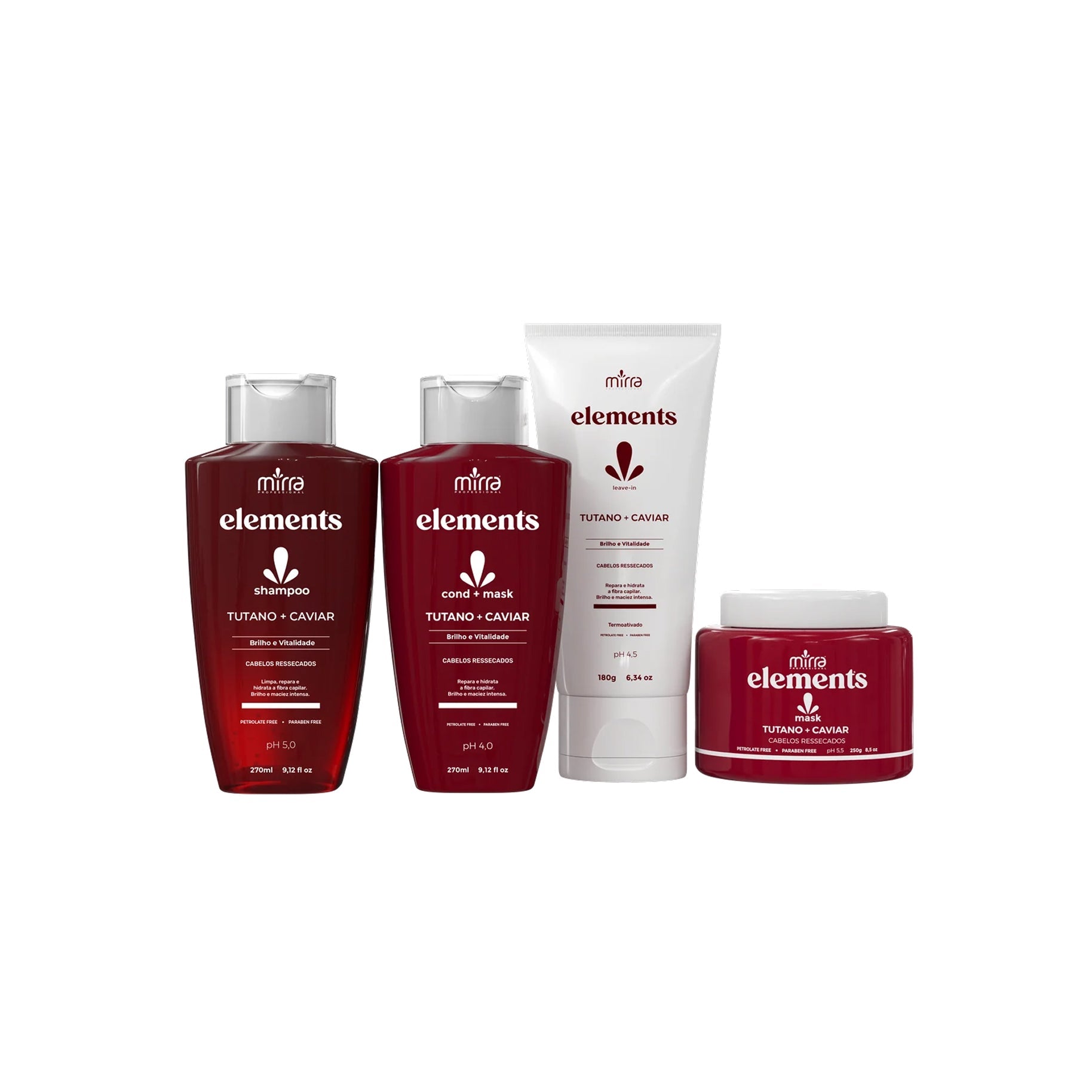 MIRRA KIT TUTANO E CAVIAR SHAMPOO 270ML + CONDICIONADOR 270ML + MASCARA 250G + LEAVE-IN 180ML