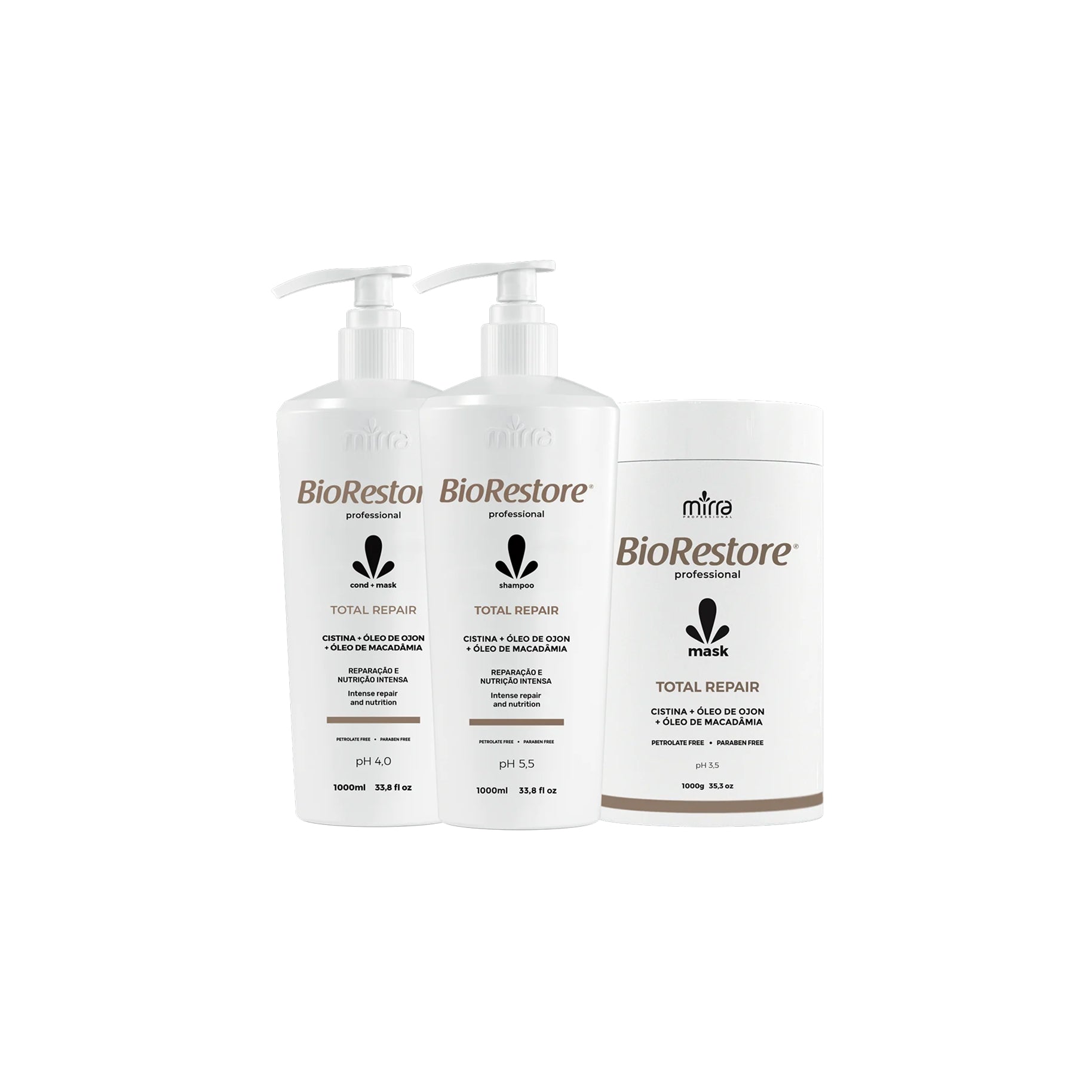 MIRRA KIT TOTAL REPAIR SHAMPOO 1L + CONDICIONADOR 1L + MASCARA 1KG