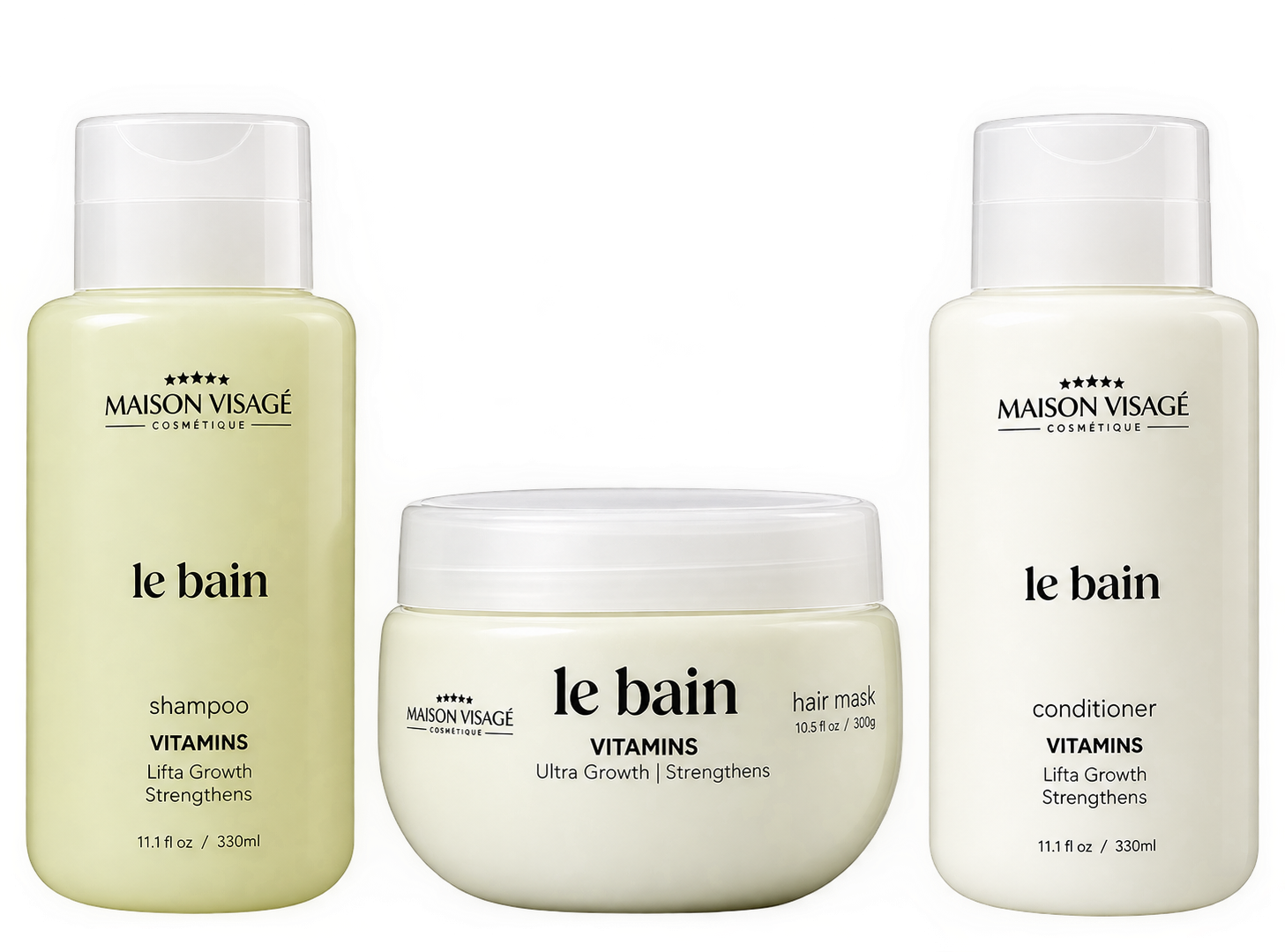 MVC KIT LE BAIN VITAMINS LEAVE-IN 170ML + CONDICIONADOR 330ML + SHAMPOO 330ML + MASCARA 300G
