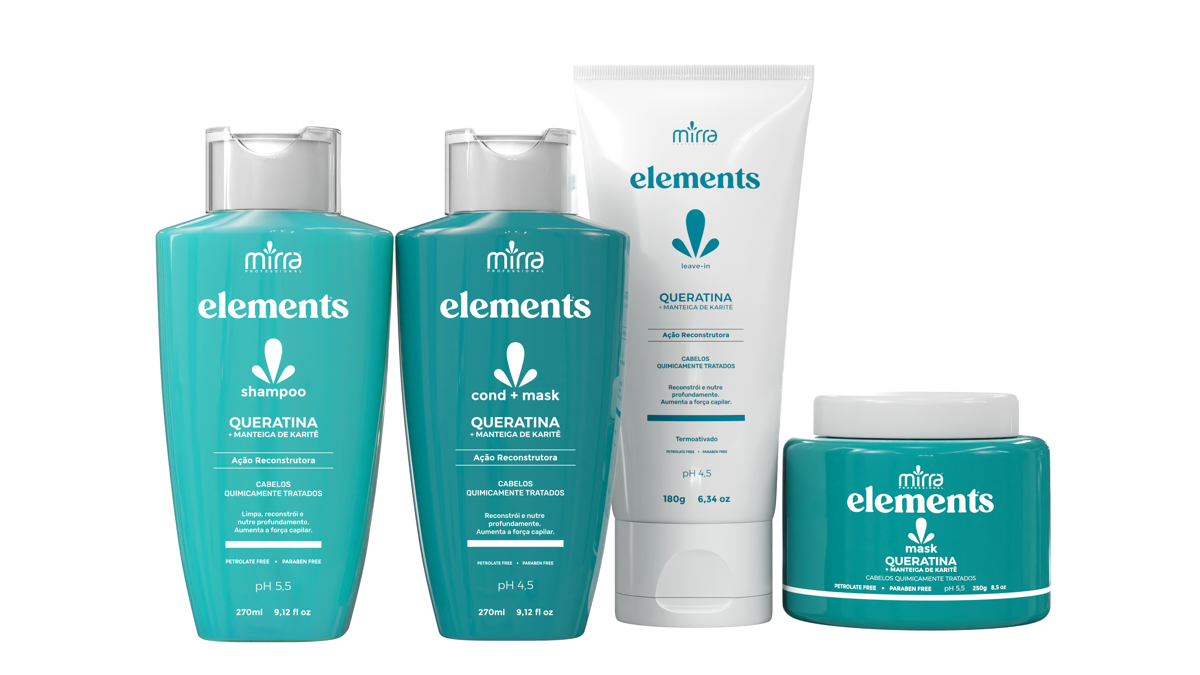 MIRRA KIT QUERATINA E KARITE SHAMPOO 270ML + CONDICIONADOR 270ML + MASCARA 250G + LEAVE-IN 180ML
