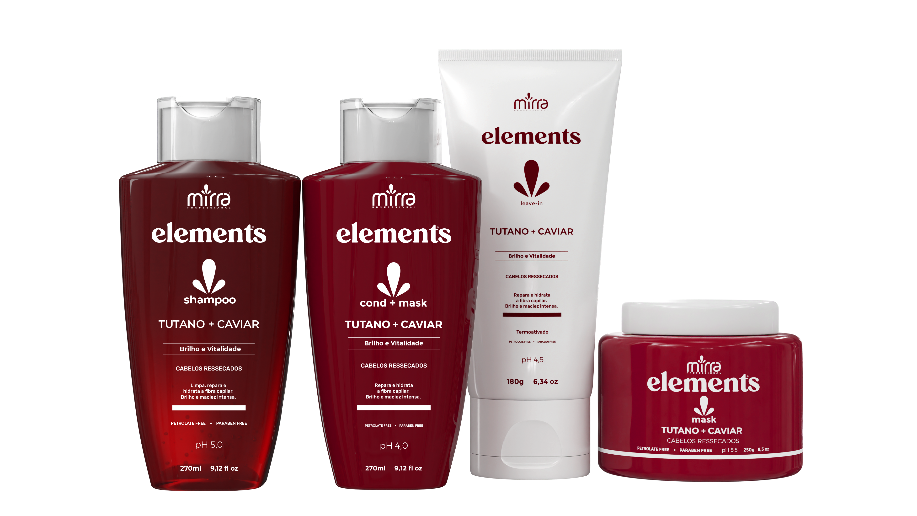 MIRRA KIT TUTANO E CAVIAR SHAMPOO 270ML + CONDICIONADOR 270ML + MASCARA 250G + LEAVE-IN 180ML